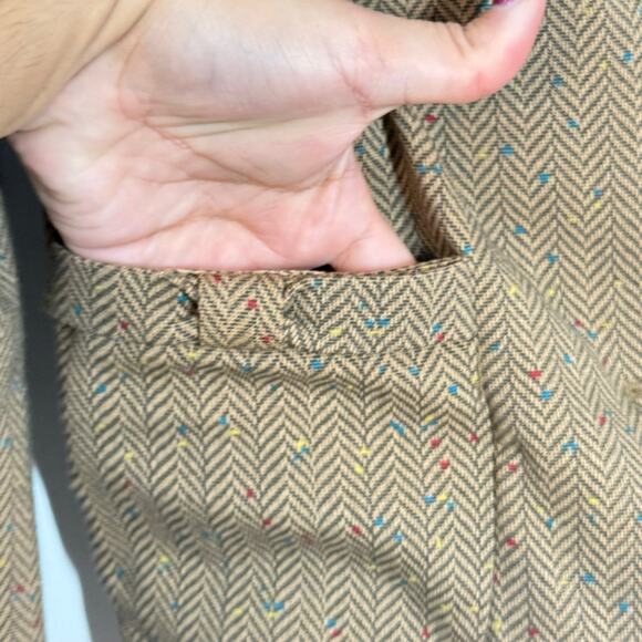 CAbi Penny Blazer Womens Size Medium Brown Herringbone Fleck Button Front Jacket - Picture 9 of 11